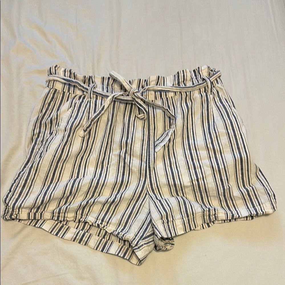 a.n.a High Waist Black and White Striped Shorts